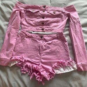 Pink off the shoulder matching set